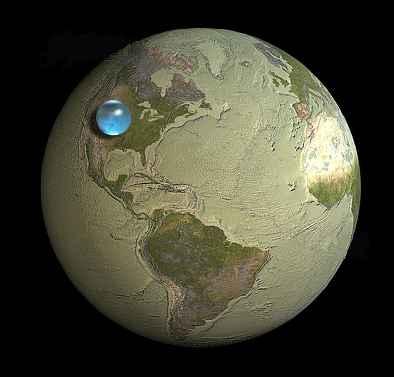 Illustration for article titled If you collected all of Earth's water into a sphere, how big would it be?